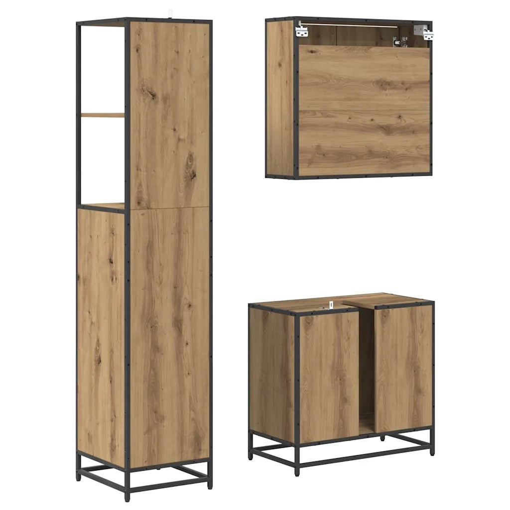 Set di mobili per il bagno con porta 3 pcs Rovere artigianale
