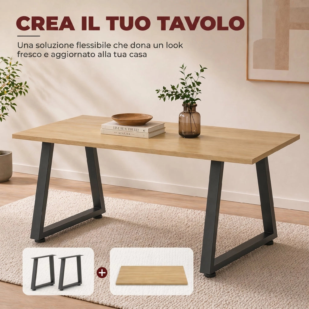 Gambe per Tavolo Trapezoide ¨C Zephmum ¨C Acciaio Nero