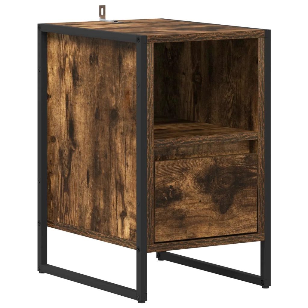 Comodino | Armadio da Notte | Mobiletto da notte Quercia Fumosa 39,5 x 30 x 50 cm Legno multistrato