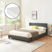Letto Francese Albacete con Testiera Alta e Materasso 140x200 cm Similpelle Grigio scuro Corium