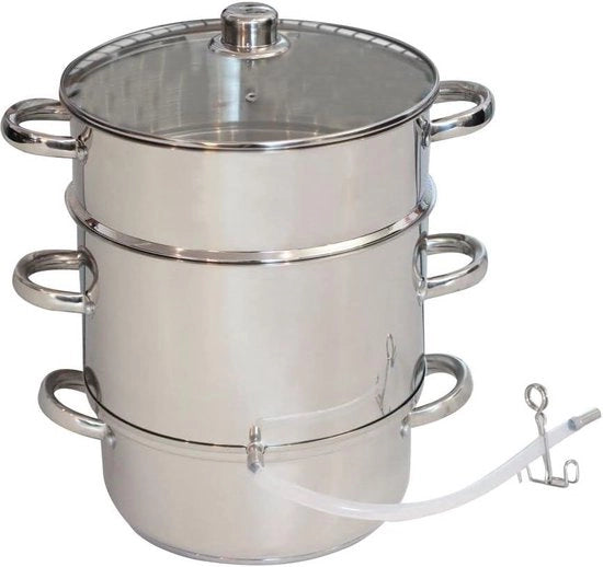 Estrattore di Succo a Vapore per Frutta e Verdura - Tutte le Fonti di Calore - Acciaio Inossidabile Vetro Argento 26 cm