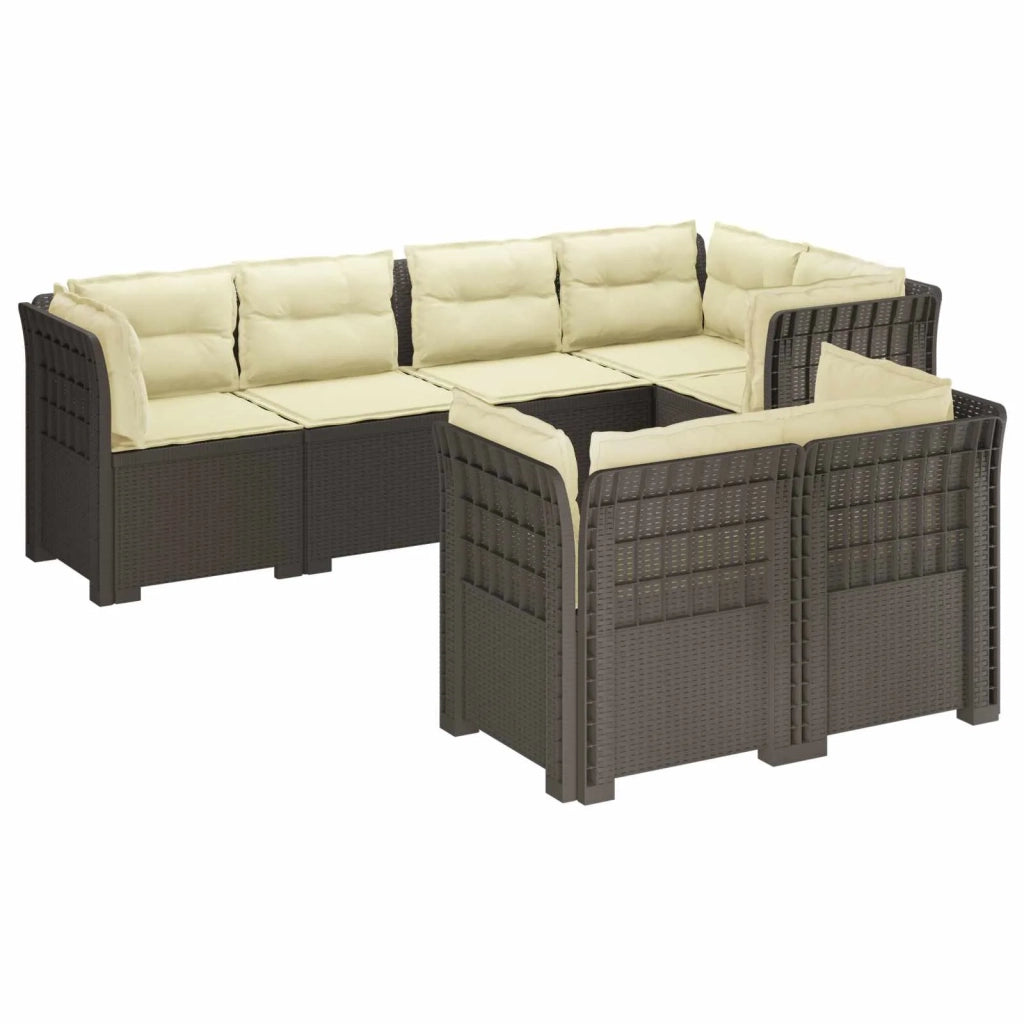 Divano 7 Posti da Giardino con Cuscini Aspetto Rattan PP 3444170