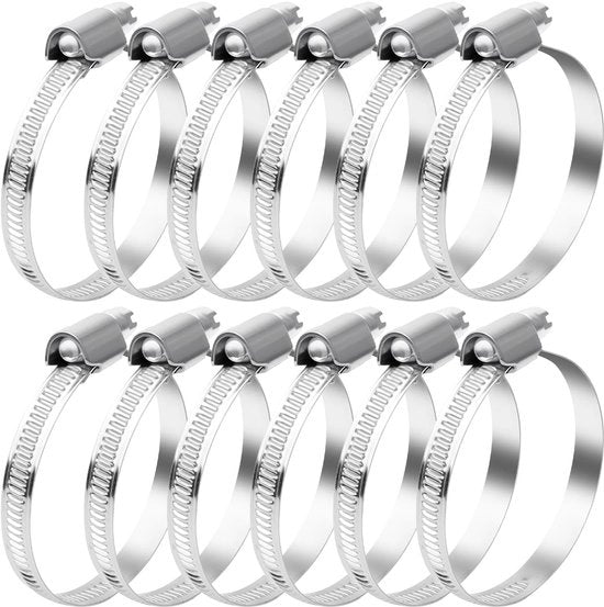 Set di attacchi per tubi di alta qualità - 12 pezzi - Acciaio inossidabile - Adattabile - Diametro 40-60 mm - Adatto per acqua/aria/gas - Attacchi per tubi