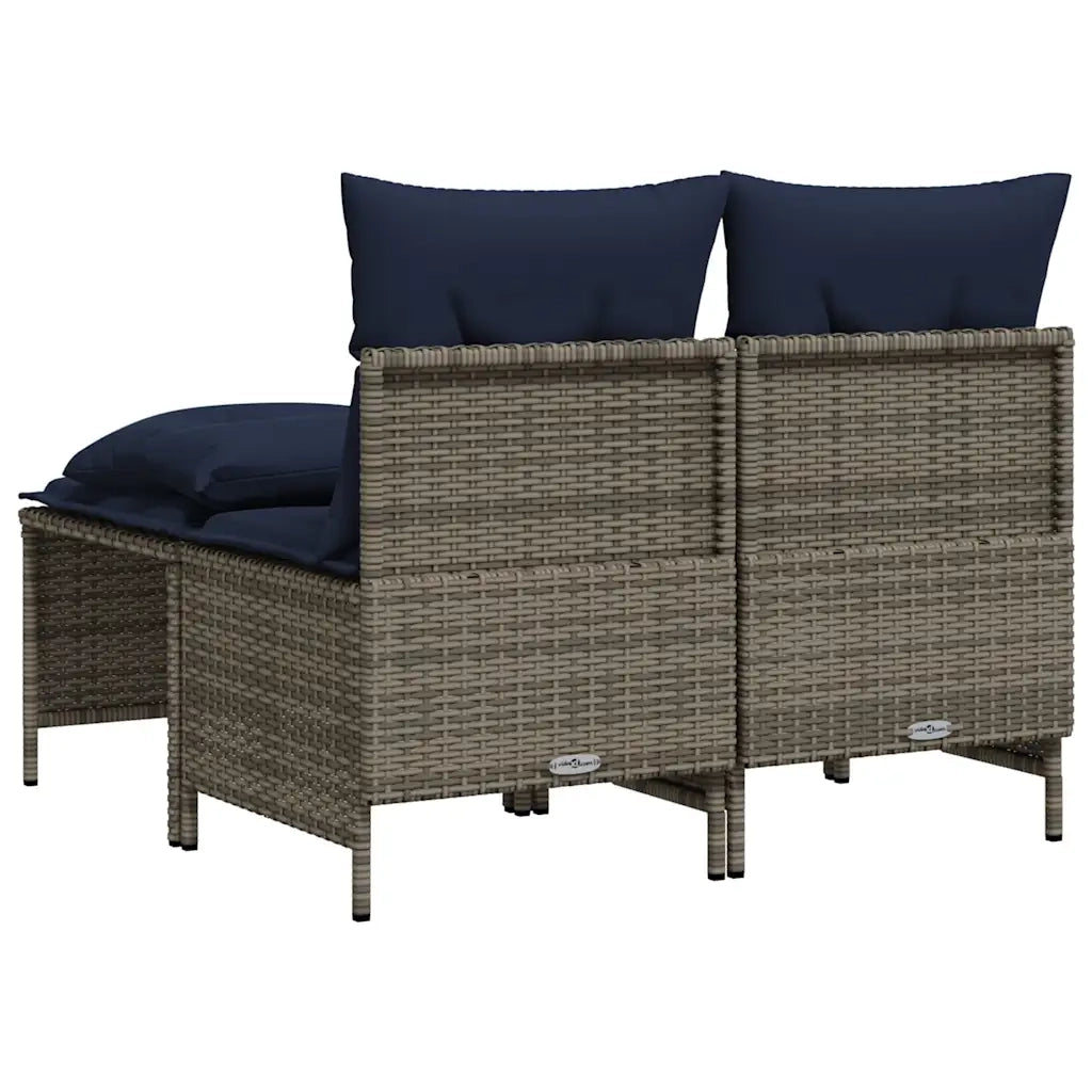 Set Divani da Giardino 4 pz con Cuscini Grigio in Polyrattan 368378