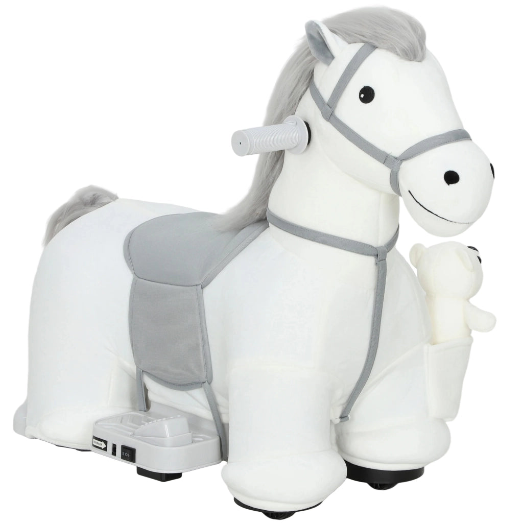 Cavallo a Dondolo Elettrico con Musica e Batteria 6V ¨C Zephmum ¨C Bianco