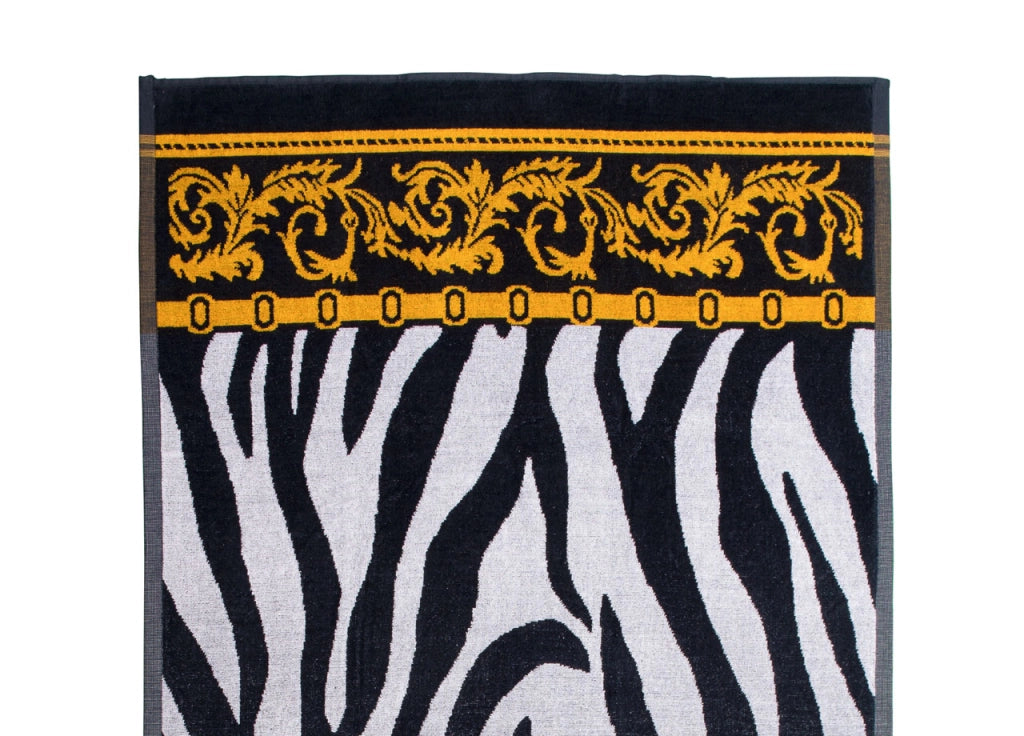 Telo Mare Jacquard Spugna Asciugamano Spiaggia Disegno Animalier Zebra