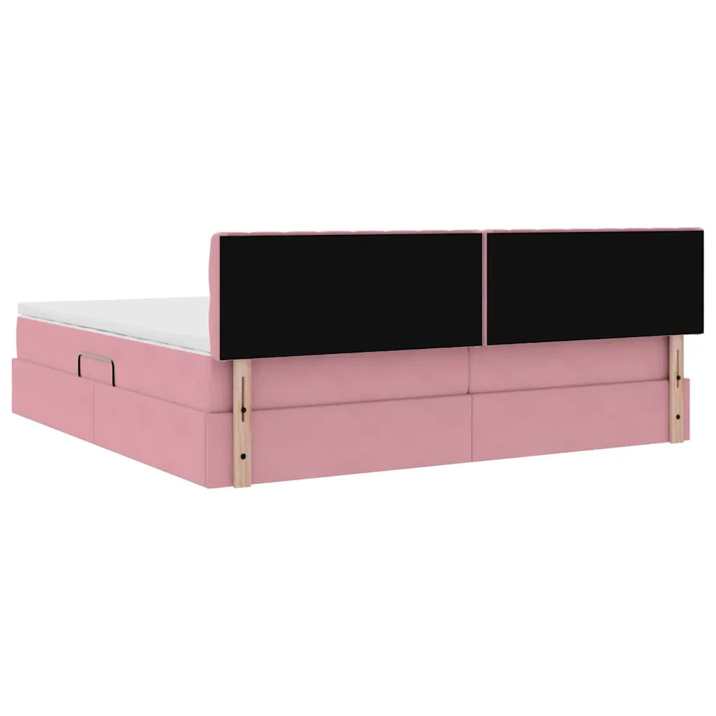 Letto con Contenitore con materasso Rosa 200 x 200 cm Velluto 3370844