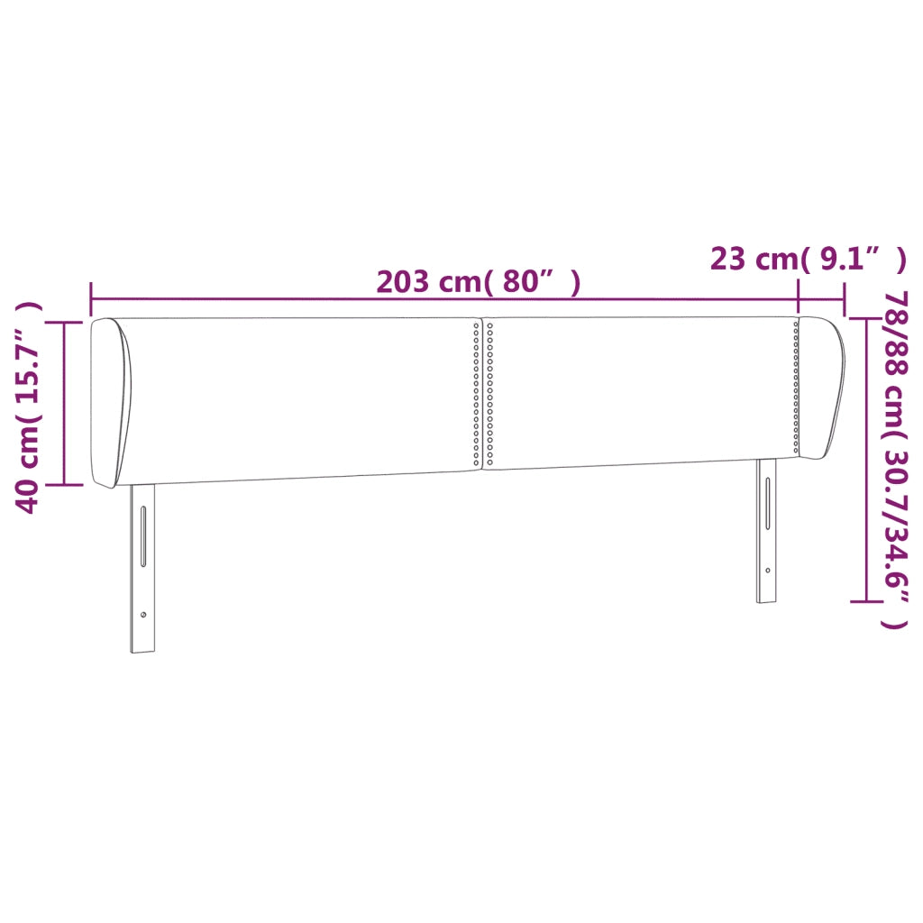 Testiera ad Orecchio-Testata con Orecchie Bianca 203x23x78/88 cm in Similpelle 347850