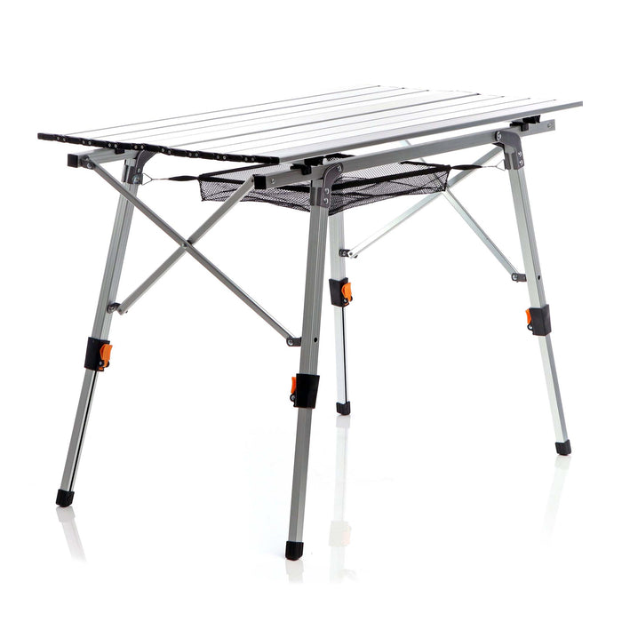 Tavolo da campeggio pieghevole e multifunzione grigio 90x53cm in alluminio