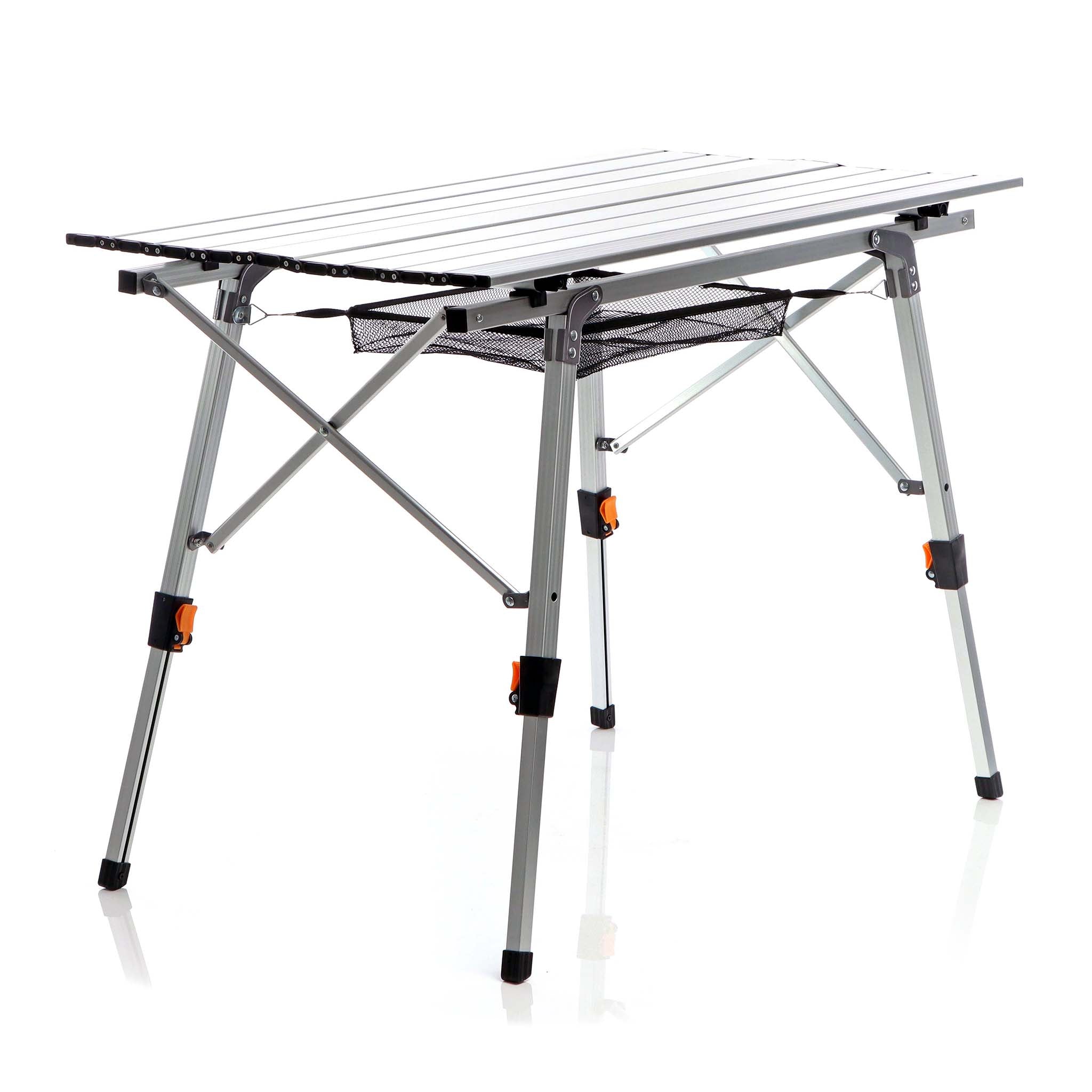 Tavolo da campeggio pieghevole e multifunzione grigio 90x53cm in alluminio