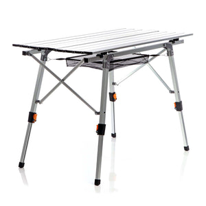 Tavolo da campeggio pieghevole e multifunzione grigio 90x53cm in alluminio