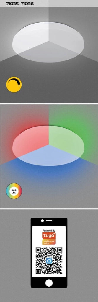 Plafoniera LED RGB smart 31cm 24W bianca Rabalux Cerrigen