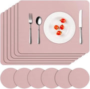 Piatto di protezione per tavolo, set da 6 pezzi, materiale sintetico, lavabile, resistente al calore, uso doppio, impermeabile, con piede di tavolo, antiscivolo, 41 x 31 cm (Rosso)