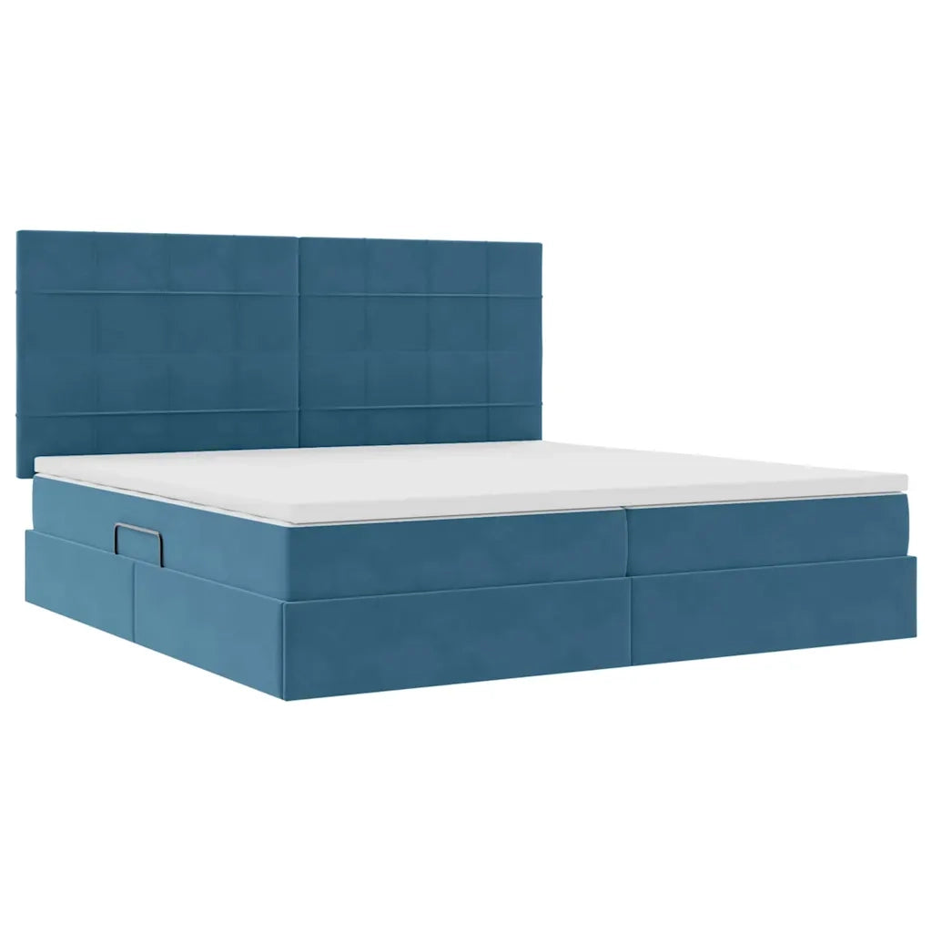 Letto con contenitore e materasso Blu Scuro 200 x 200 cm 3372055