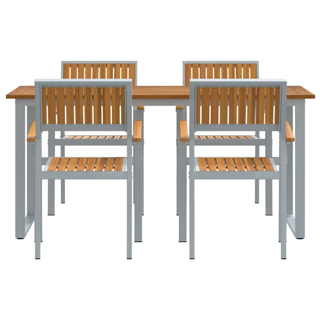 Set da Pranzo per Giardino 5 pcs Grigio