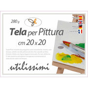 24x Tela per pittura con telaio quadro cm 20 x 20 gr 280