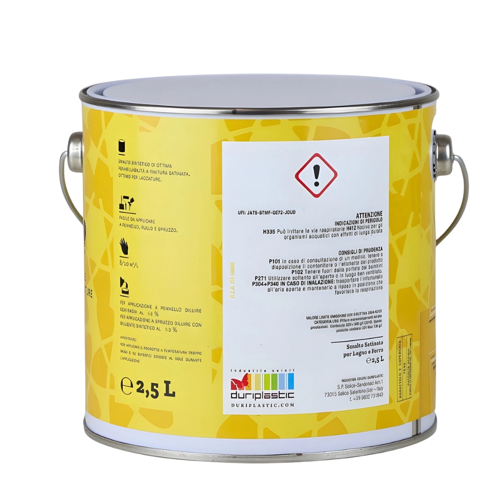 Durilux smalto sintetico satinato per legno e ferro *** formato 2.5 lt, colore- nero, confezione 1