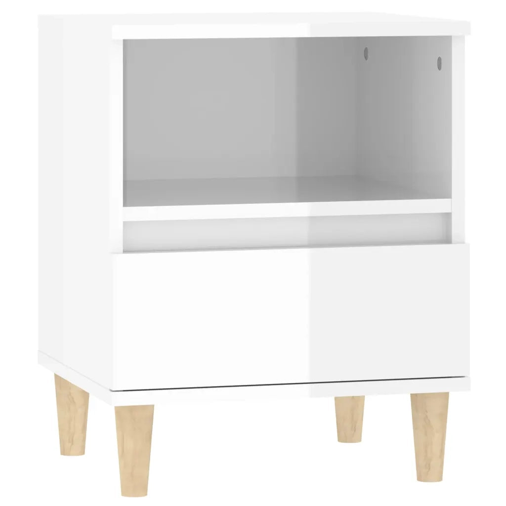 Comodini 2 pz-Set di 2 Tavolino da notte in Bianco Lucido 40x35x50 cm 745409
