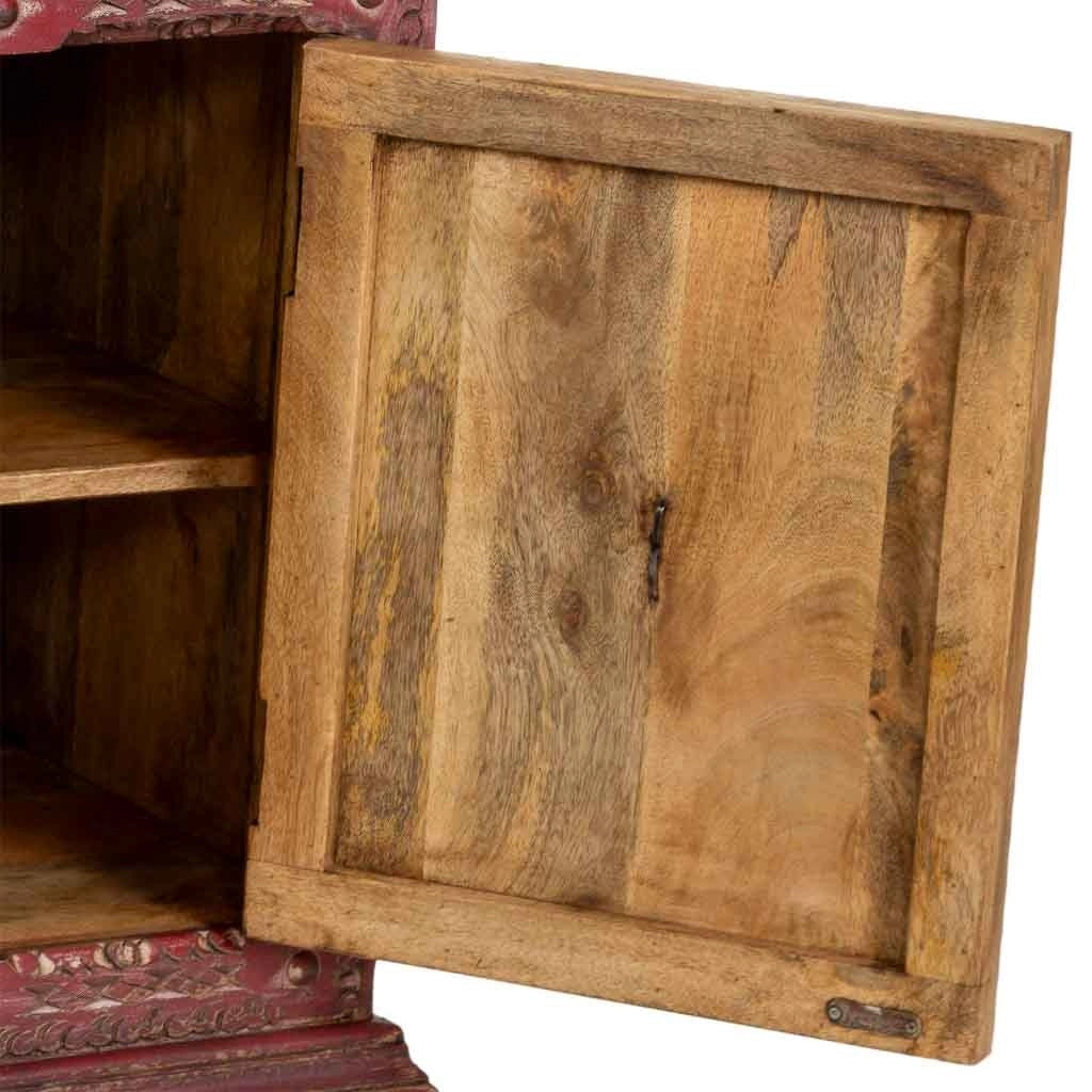 Credenza artigianale in legno rosso 165x45x76h cm