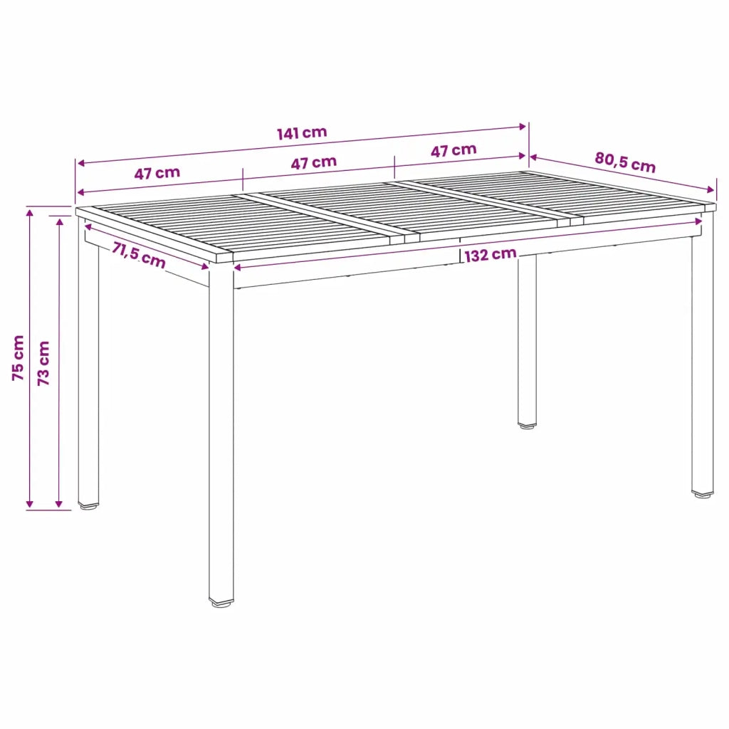 Tavolo da cena da giardino Naturale e Bianco 141 x 80,5 x 75 cm 901320