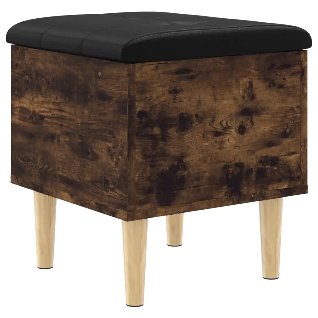 Panca Portaoggetti-Sgabello-Panca con Contenitore Rovere Fumo 42x42x46 cm Legno Multistrato