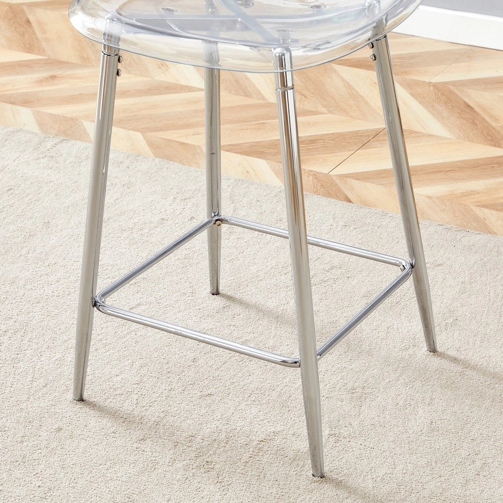 Sgabelli da Bar Trasparenti Set 2 Pezzi ¨C MINIMAL ¨C Struttura in Metallo, Design Moderno