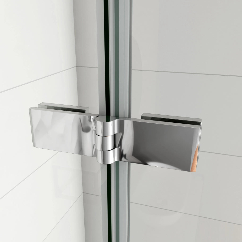 WALK IN Parete Doccia Paretina Fissa + Paretina Movibile 76x195 cm in Vetro 6 mm Trasparente Temperato Anticalcare Barra Stabilizzatrice e Telaio Cromato Lucido