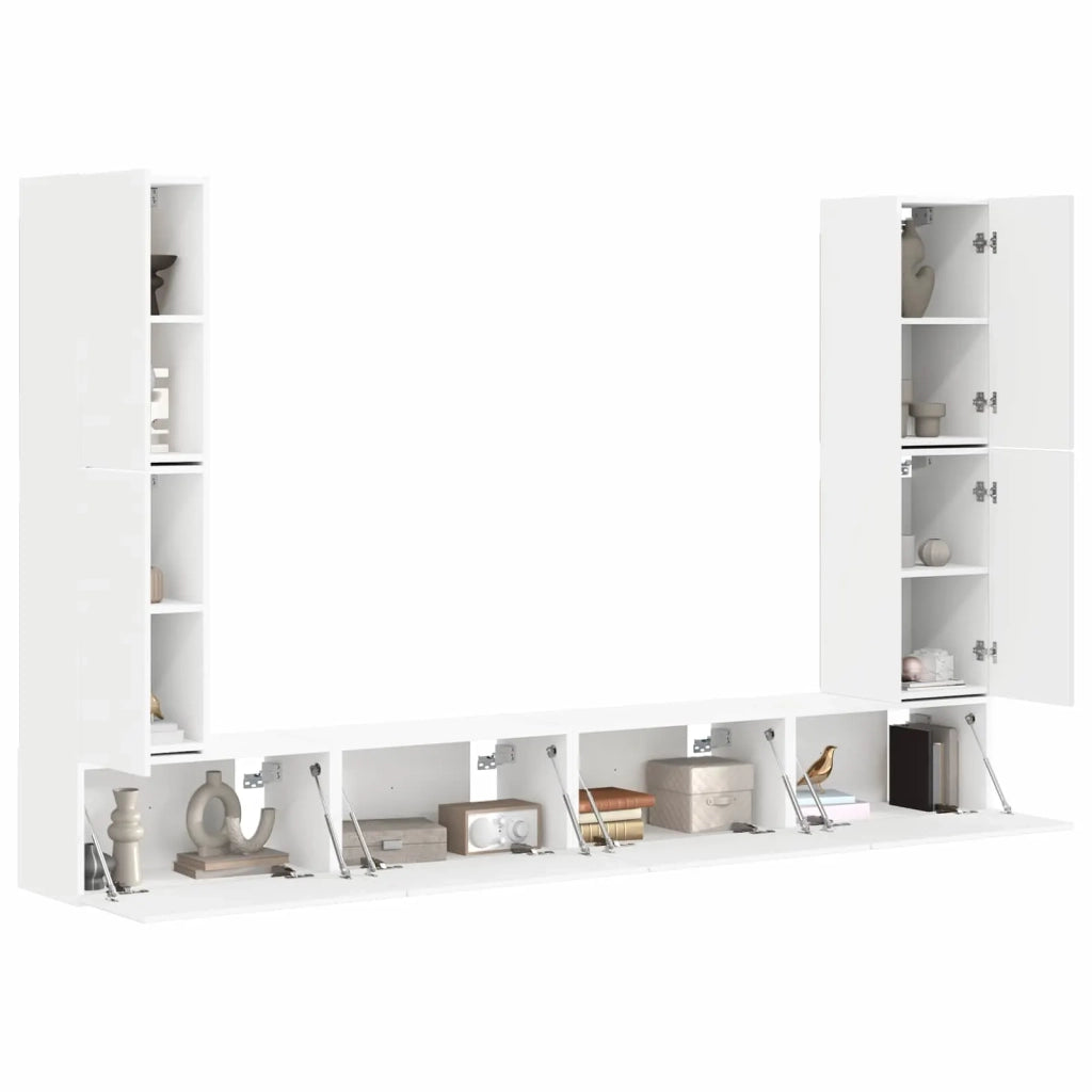 Set mobile TV 8 pcs Bianco Legno multistrato