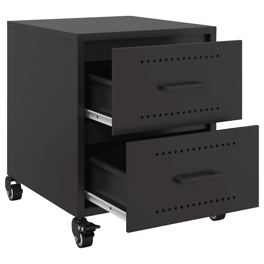 Set di 2 Comodini | Armadio da Notte | Mobiletto da notte Neri 36x39x43,5 cm in Acciaio