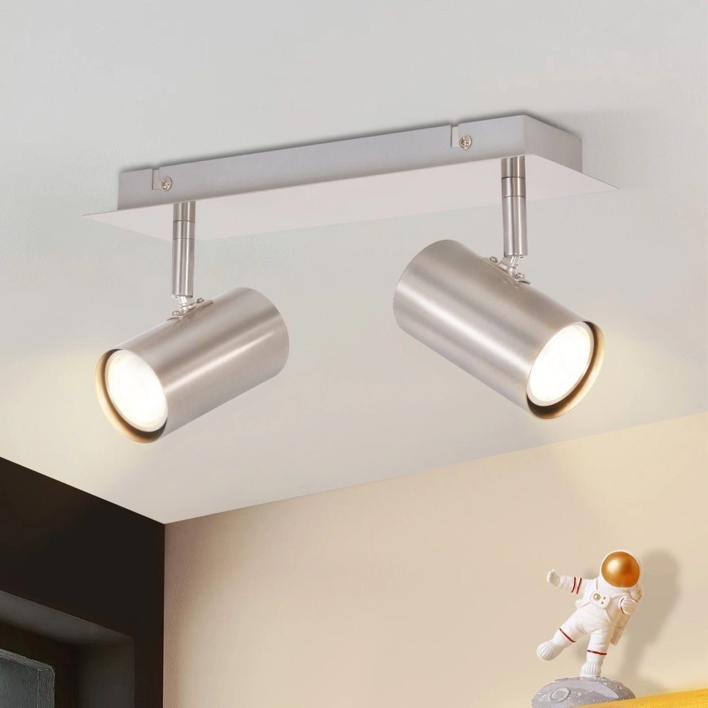 ZMH Faretto da soffitto nichelati 2 luci GU10 orientabili 330° design moderno per corridoio