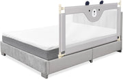 Barriera Letto per Bambini, Sponda di Sicurezza con Doppio Blocco di Sicurezza per Bambini, con Sollevamento Verticale, Lunghezza 145/174 cm, Grigio (145 cm, Stile 2)