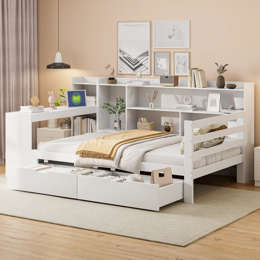 Letto sofa multifunzione legno bianco 90x200 cm