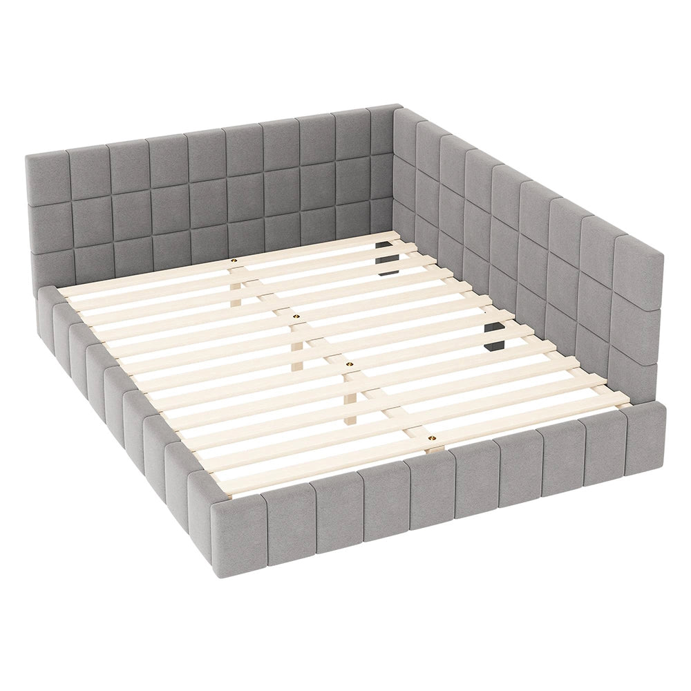 Divano letto - Xylo - 160x200 cm velluto morbido grigio