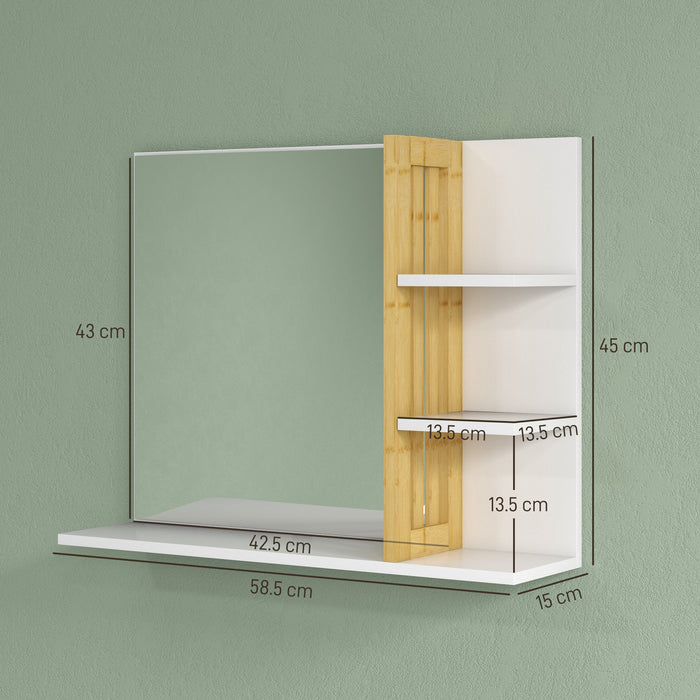 Specchio da Bagno 45x15x58,5cm con Ripiani e Mensole in MDF Bianco