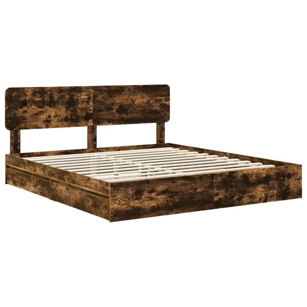 Letto con Contenitore con testiera Rovere fumé 180 x 200 cm 3412252