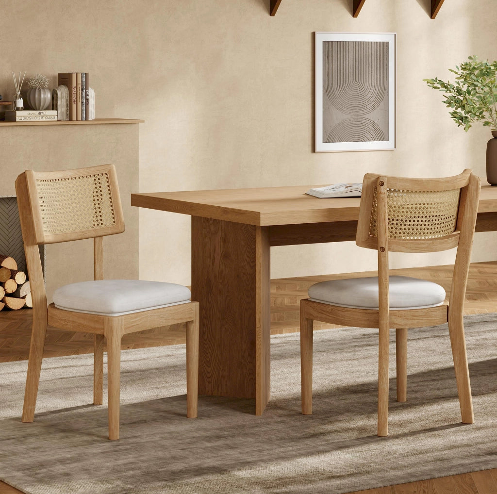 Set di 6 sedie in legno con schienale in rattan