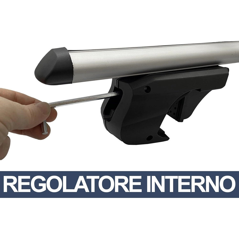 Trade Shop - 2pz Barre Portapacchi Portatutto Universali Da 120cm Auto Per Binari Rialzati Fino A 135cm -