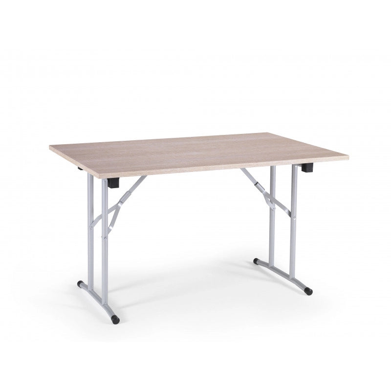 Tavolo pieghevole 125x75 con gambe in metallo e piano 22 mm rovere 60 kg - Terraneo