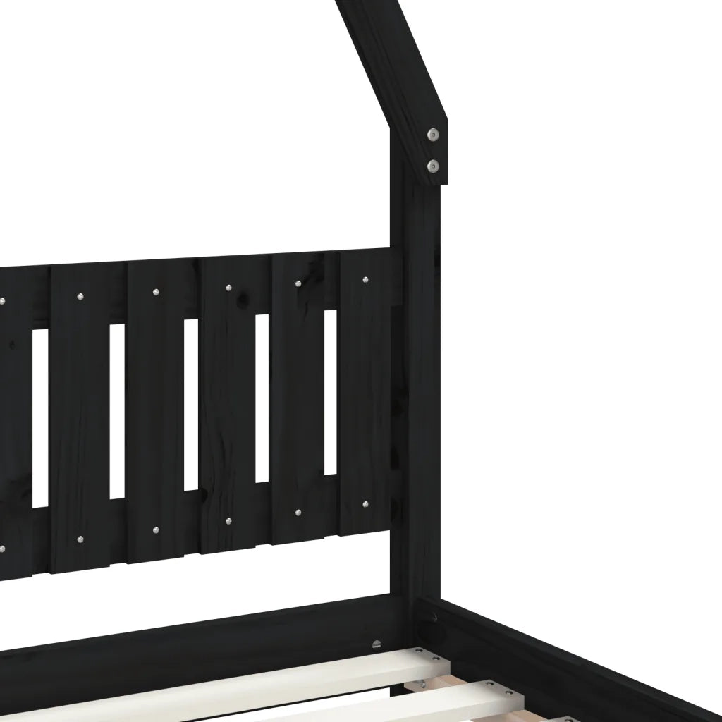 Giroletto per Bambini | Letto Infantile | Lettino Nero 80x200 cm in Legno Massello di Pino