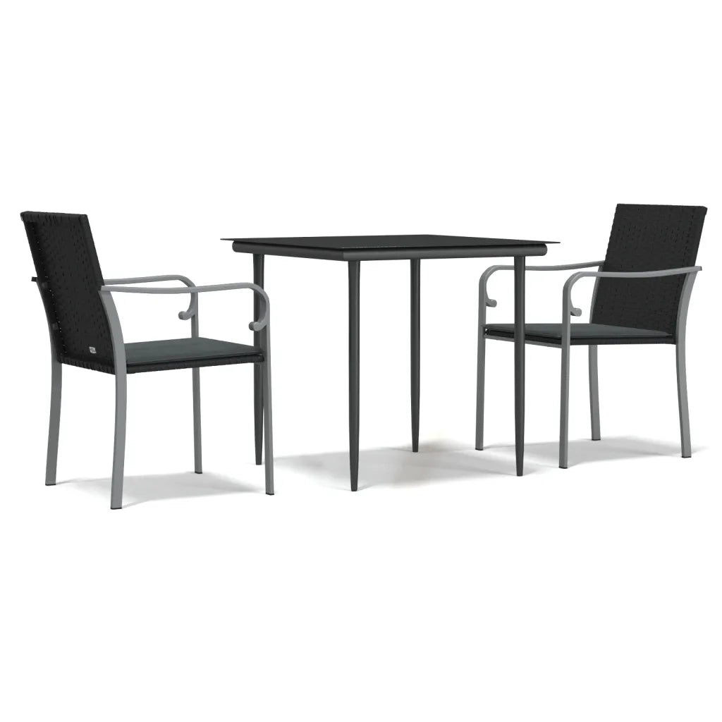Set Pranzo da Giardino 3pz con Cuscini in Polyrattan e Acciaiocod mxl 76603