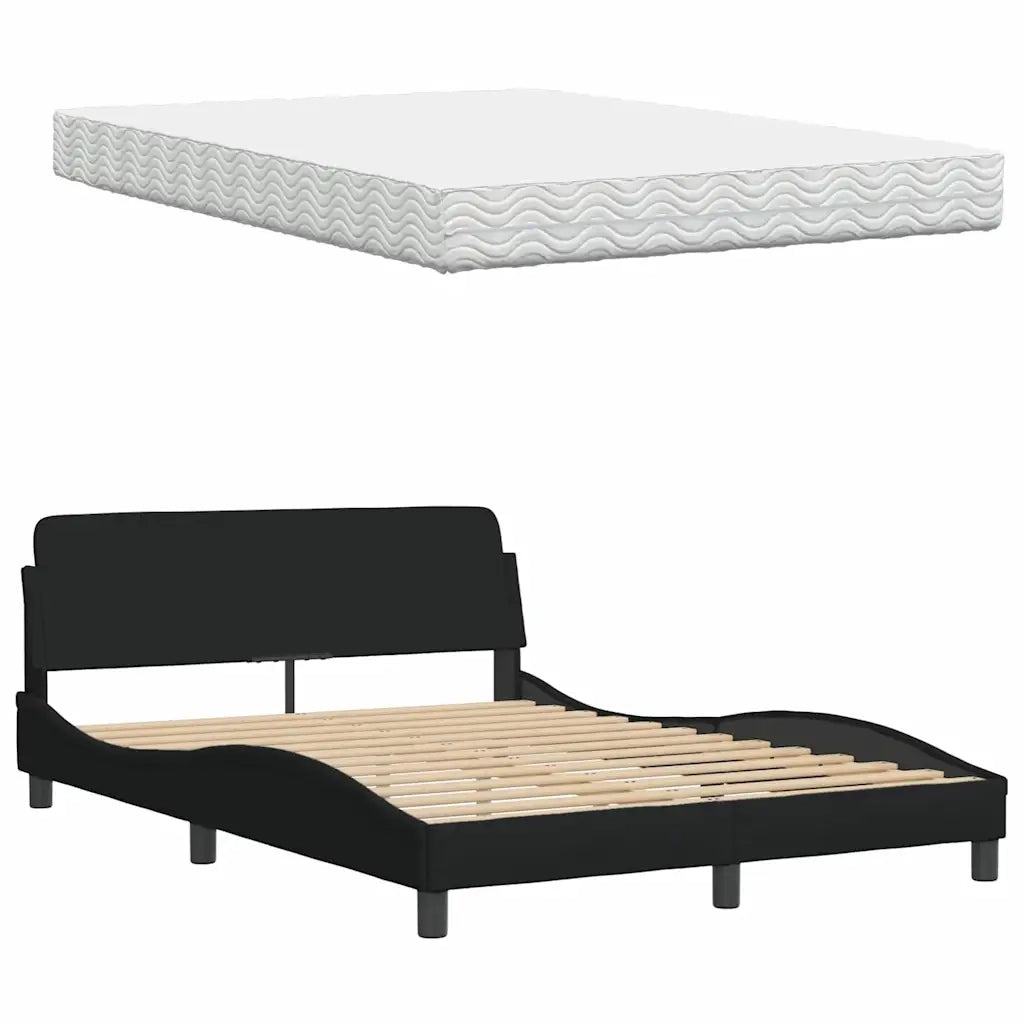 Letto con Materasso Nero 140x200 cm in Tessuto 3310743