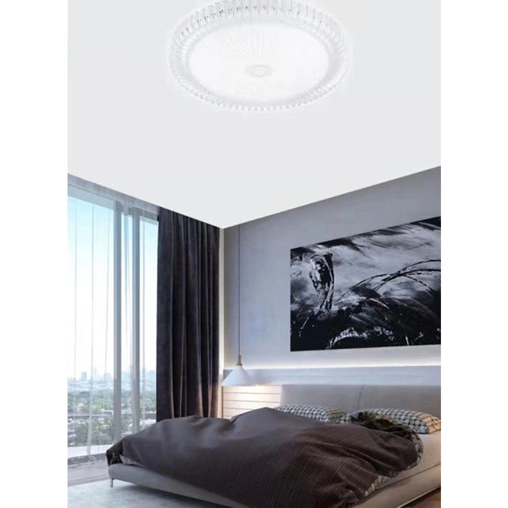 Trade Shop - Plafoniera A Soffitto 45w Design Cristallo Rigato Luce Fredda Naturale Fst-40a25114 - -bianco Freddo      -