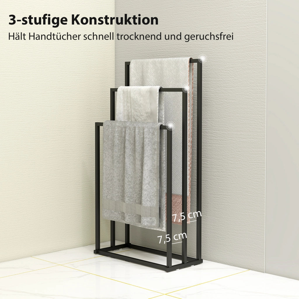 Porta asciugamani in acciaio con 3 stanghe ¨C zephmum ¨C 45x21.5x85 cm