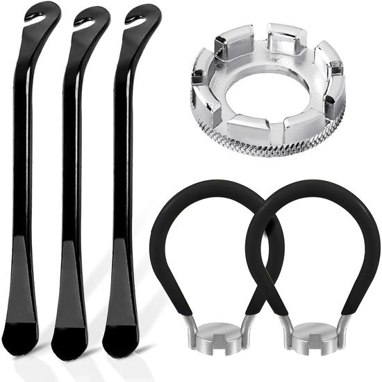 Set di Manubri per Bicicletta - 6 Pezzi - Attrezzatura per la Reparazione delle Gomme - Acciaio/Acciaio Inossidabile - Antiscivolo - Portatile - Materiali di Alta Qualità - Attrezzatura per la Reparazione della Bicicletta