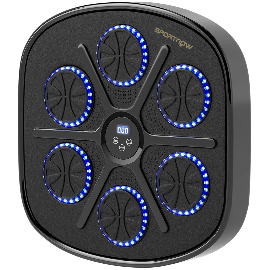Boxing Machine Musicale a Parete con 9 Velocit¨¤, Connessione Bluetooth e Guanti, 41.8x44.6x7.5 cm, Nero e Blu