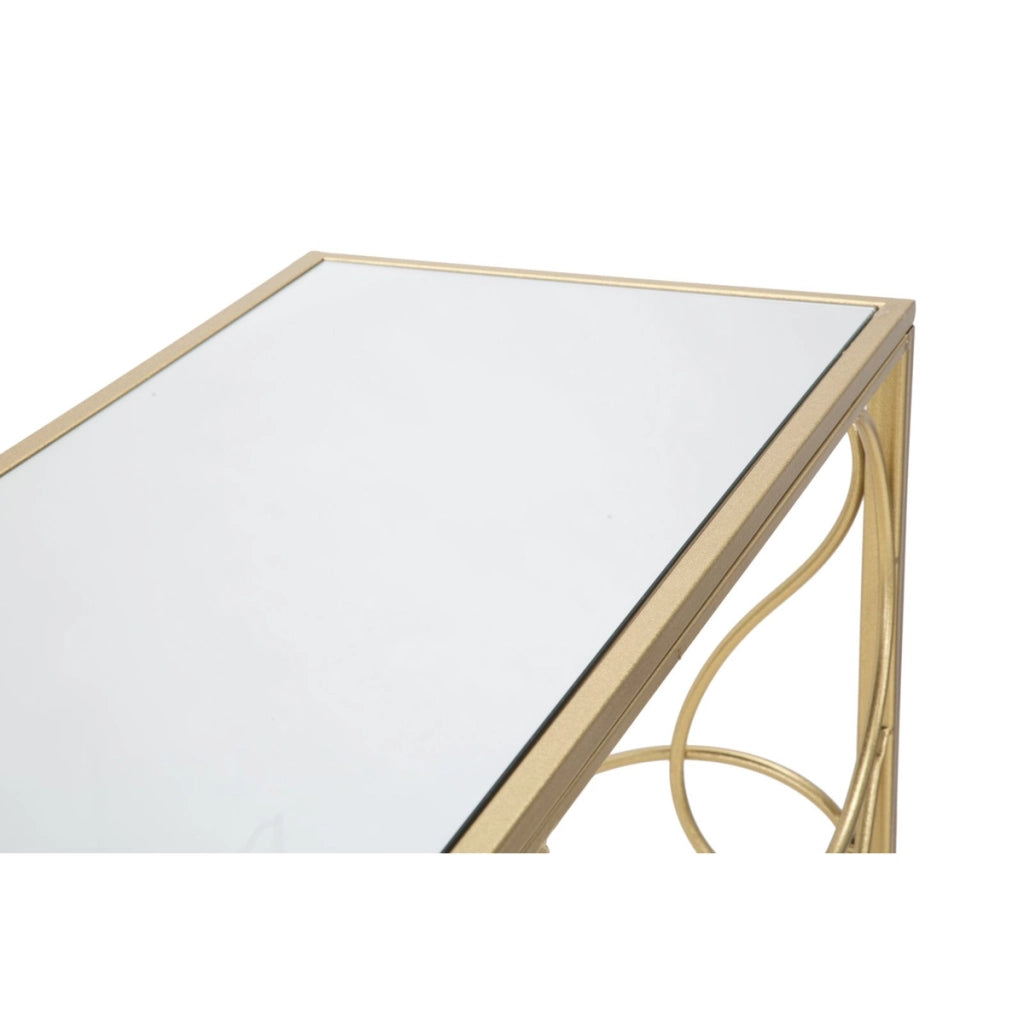 Consolle Art in ferro, MDF e specchio gold – 140 x 40 x H 80 cm