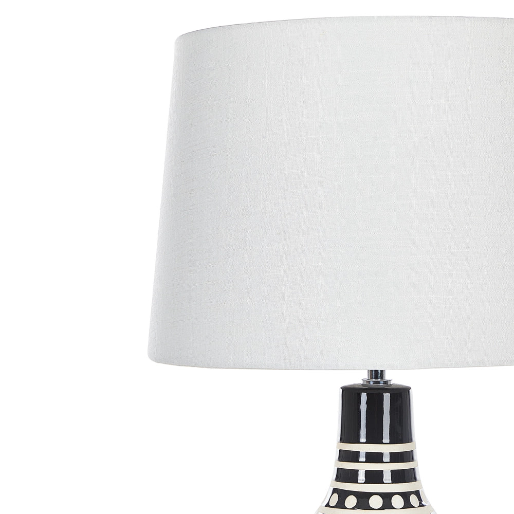 Lampada da tavolo Base in ceramica nera 68 cm Paralume in tessuto bianco Lampada da comodino classica