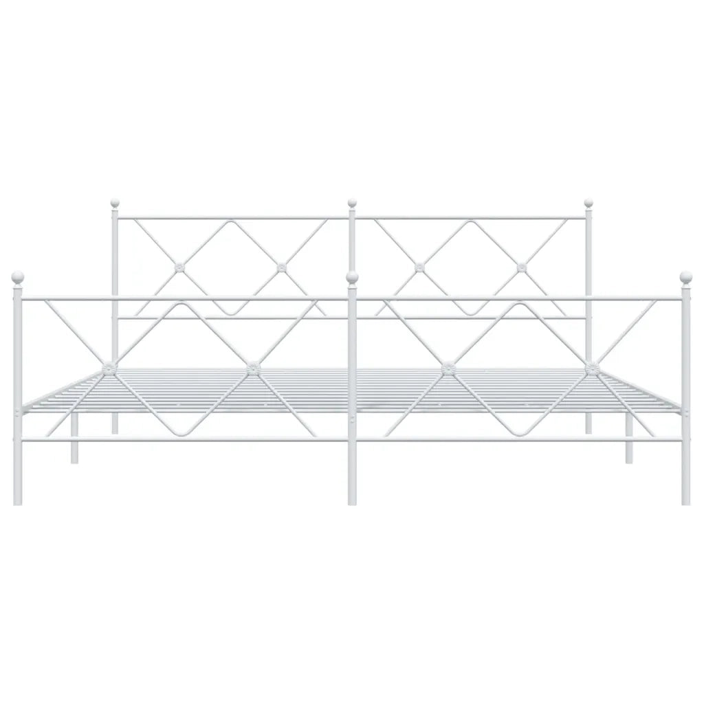 Giroletto con Testiera e Pediera Metallo Bianco 183x213 cm 376574