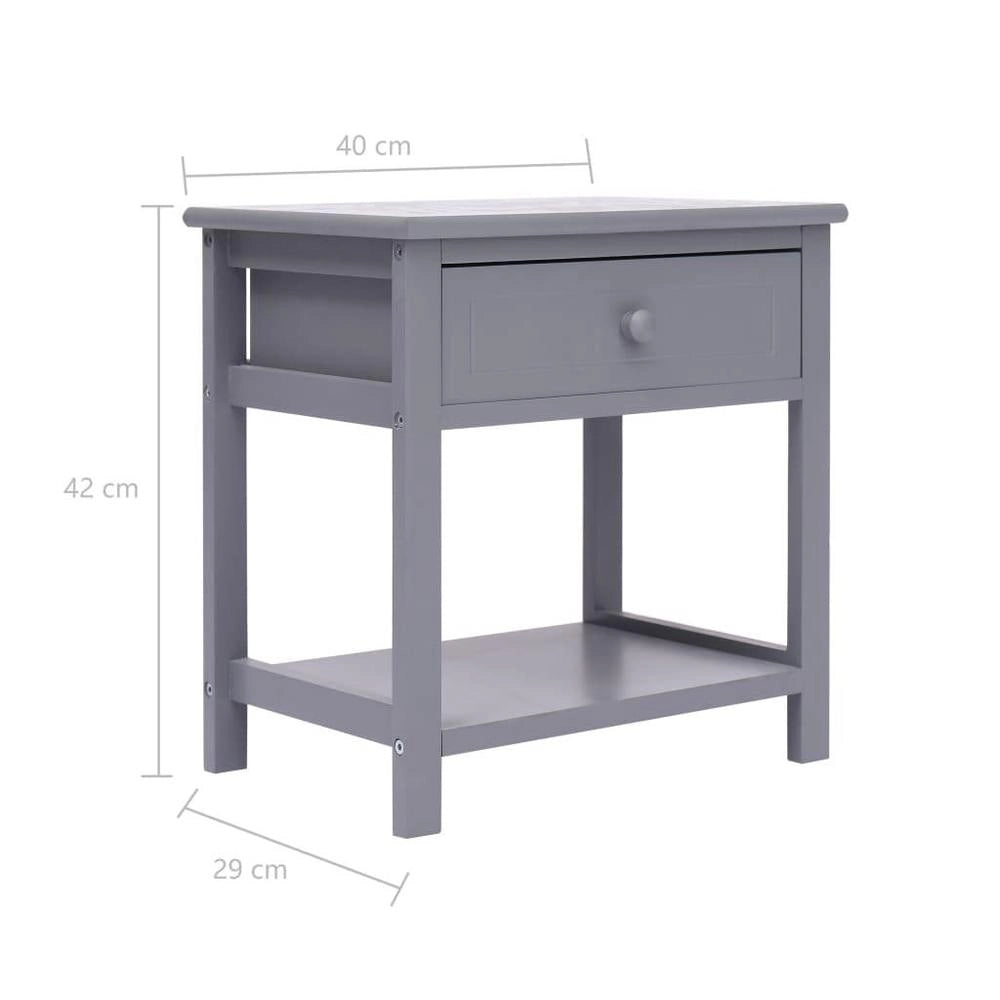 Bedside Tables 2 Pcs. Grey 40x29x42 Cm Paulownia Wood