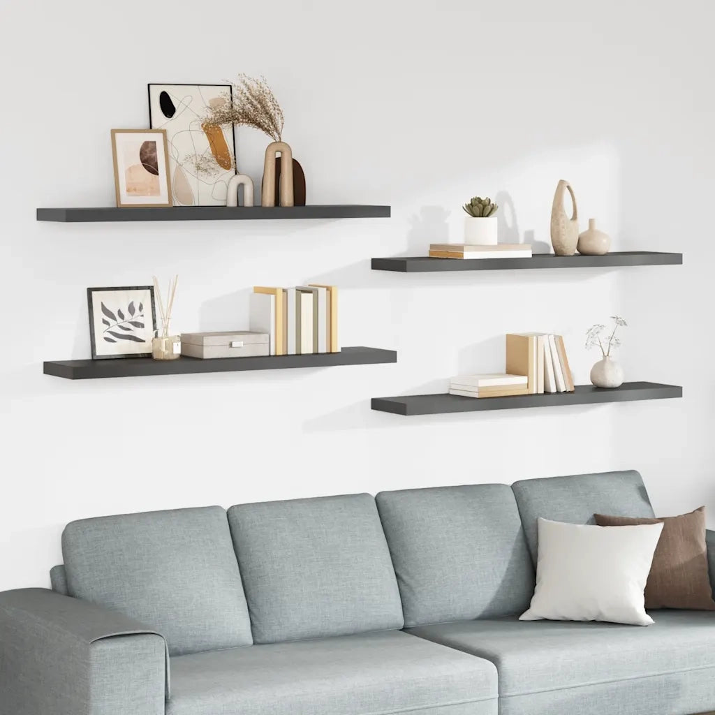 Scaffali a Parete 4 pz Grigio Lucido 120x23,5x3,8 cm in MDF 323801